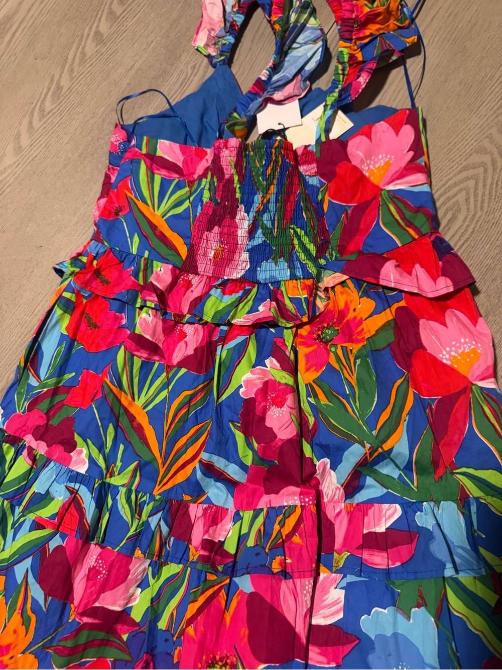 Sugarlips Blue Multicolor Floral Ruffle Midi Dress - Picture 6 of 6